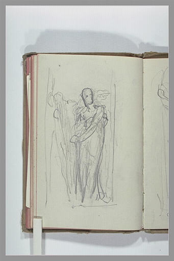 Croquis d'une figure debout, drapée_0