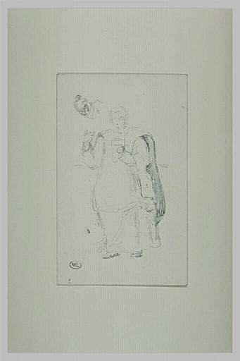 Prêtre, debout, lisant un papier qu'il tient à la main_0