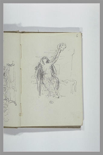 Figure assise, le bras levé_0