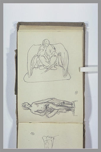 Figure assise, jambes croisées ; femme nue assise_0