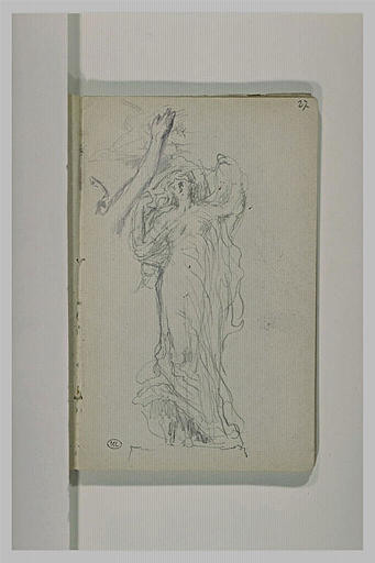 Croquis d'une femme debout, au drapé flottant_0