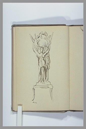 Figure ailée tenant une couronne, sur un socle_0