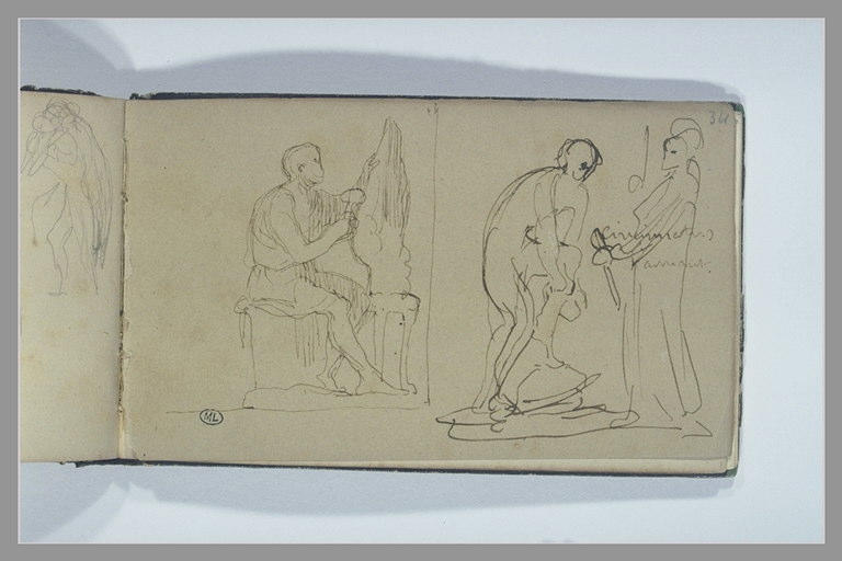 Icare ou Dédale fabriquant une aile ; Cincinnatus et une autre figure_0