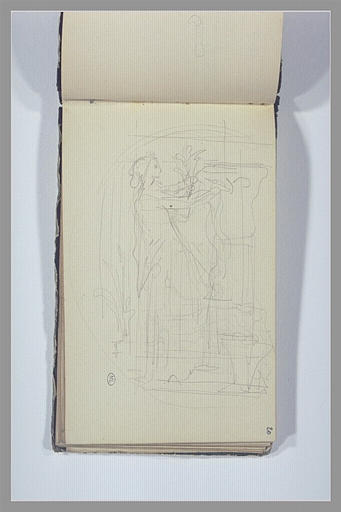 Une figure sculptant les feuillages d'acanthes d'un chapiteau_0