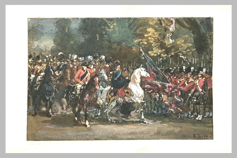 La reine Victoria à cheval passe en revue les Scotch Guards_0