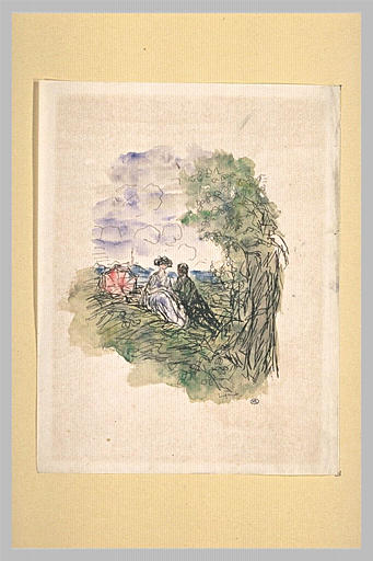 Couple assis dans un paysage_0