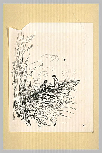 Deux jeunes femmes dans un paysage_0