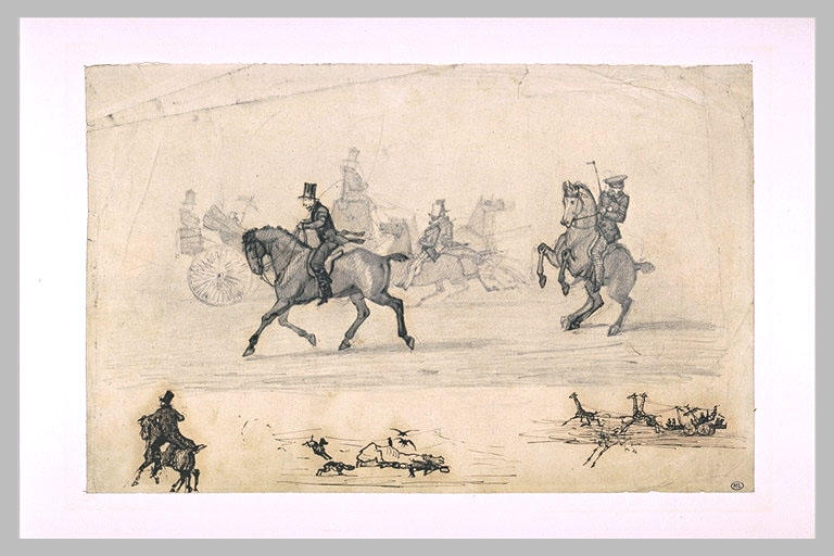 Cavaliers, équipages, hyènes autour d'un cadavre, girafes tirant un char_0