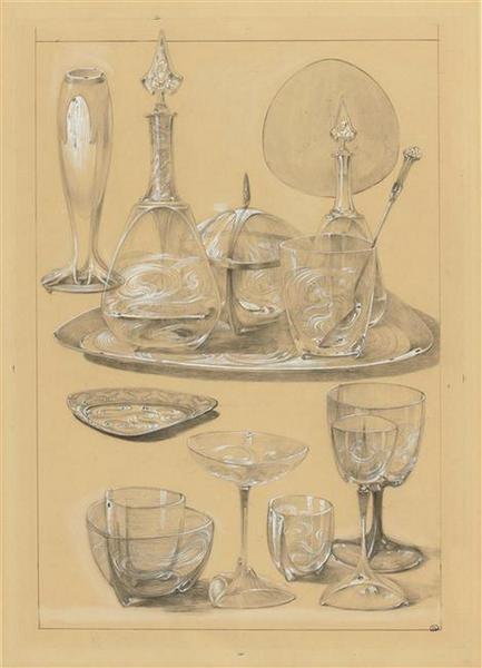Planche pour les documents décoratifs : Services de verres et carafes, plateau_0
