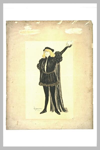Portrait-charge de Sarah Bernhardt dans Hamlet_0