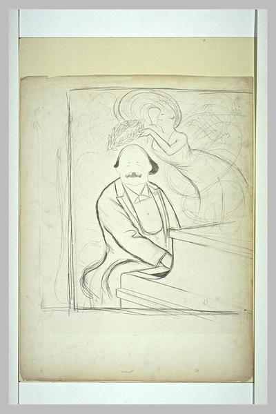 Portrait-charge de Massenet avec sa muse_0