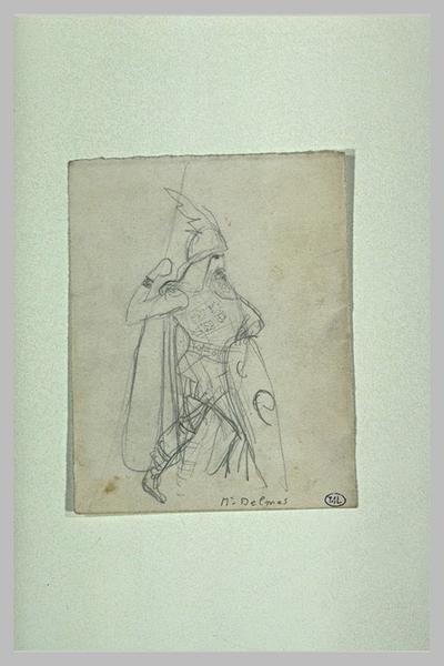 Guerrier barbu, marchant vers la droite, avec casque ailé ; Mr. Delmas (titre inscrit)_0