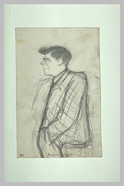 Homme vu à mi-corps, de profil à gauche, avec lunettes ; Georges Berr (titre inscrit)_0
