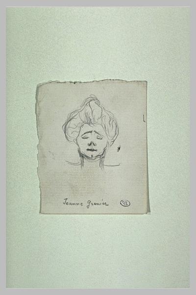 Tête de femme, de face, chevelure en casque ; Jeanne Granier (titre inscrit)_0