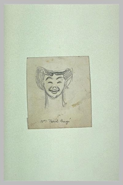 Tête de femme, de face, bouche entr'ouverte ; Melle Tariol Baugé (titre inscrit)_0