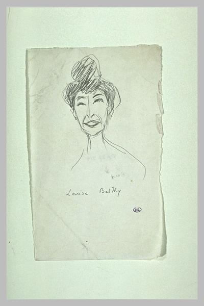 Tête de femme, de face, avec chignon sur le haut de la tête ; Louise Balthy (titre inscrit)_0