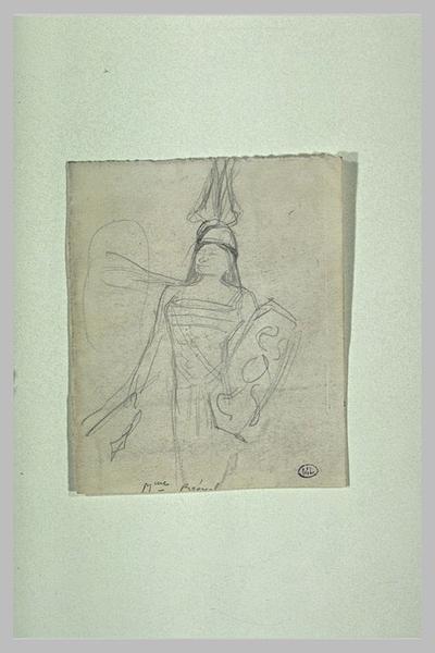 Silhouette de femme en armure antique de trois quarts à gauche ; Mme Bréval (titre inscrit)_0