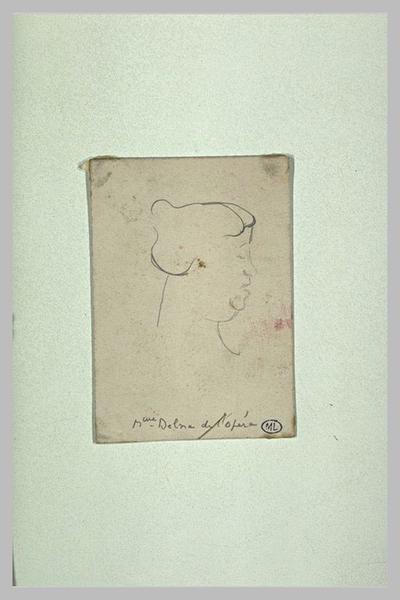 Tête de femme, de profil à droite, avec un double menton ; Mme Delna de l'Opéra (titre inscrit)_0