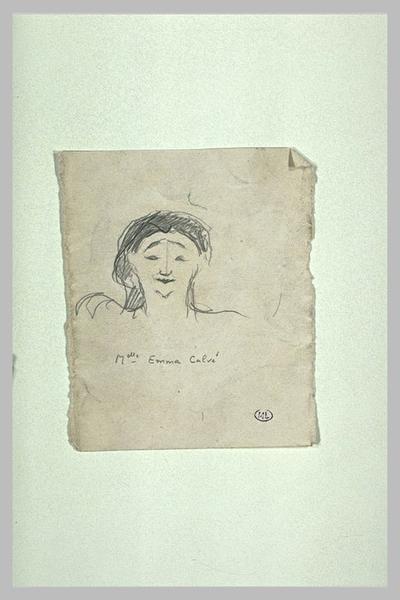 Tête de femme, de face, cheveux mi-longs ; Melle Emma Calvé (titre inscrit)_0