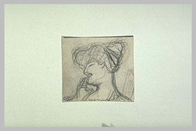 Tête de femme, de profil à gauche, main près du menton ; Sarah Bernhardt (titre inscrit)_0