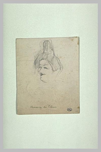 Tête de femme, de trois quarts à gauche, avec un chignon pointu sur le haut ; Clémence de Pibrac (titre inscrit)_0