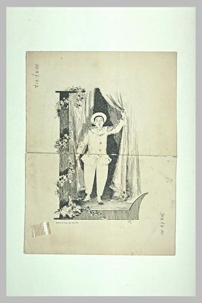 Croquis de Louis Ganderax barbu, et de tête d'homme inachevé de trois quarts_2
