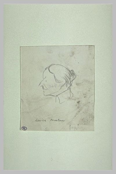 Tête de femme, de profil à gauche, nez busqué : Louise Breslau_0