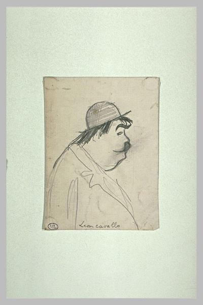 Homme vu en buste, de profil à droite, avec un double menton : Léon Cavallo_0