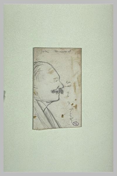 Homme vu en buste, de profil à droite : Jules Massenet_0
