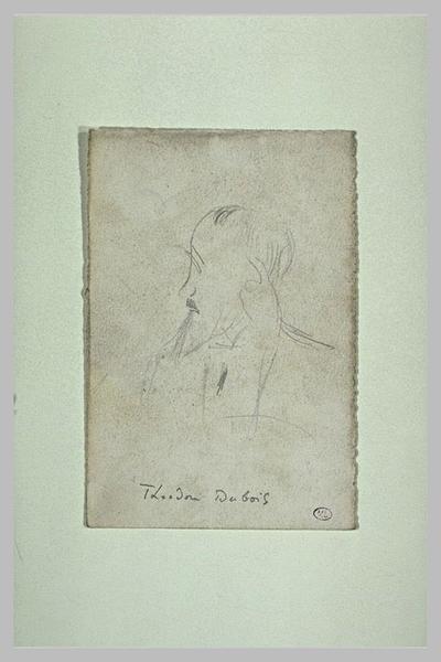 Rapide croquis de Théodore Dubois barbu, en buste, la tête de profil gauche_0