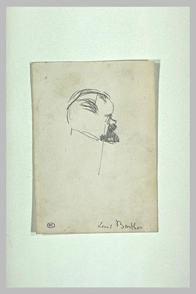 Louis Barthou de profil à droite, avec monocle, moustache et barbe_0