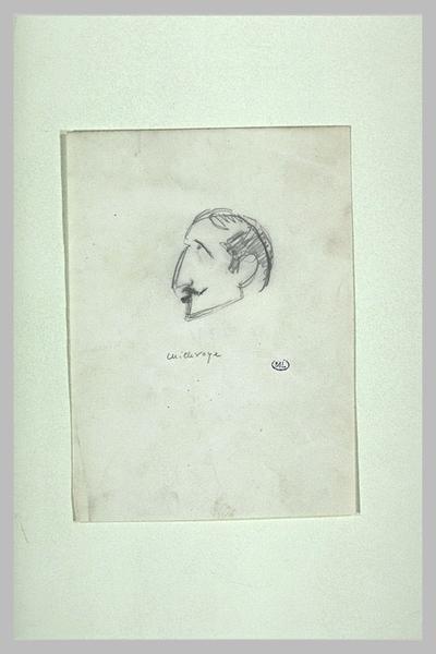 Croquis d'une tête d'homme au grand nez, de profil à gauche : Millevoye_0