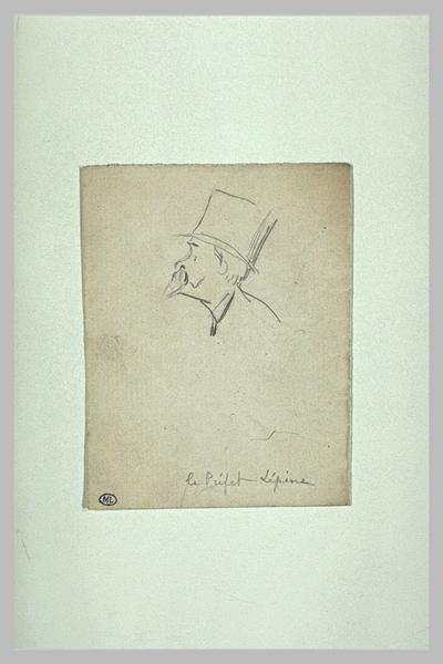Le préfet Lépine de profil à gauche, coiffé d'un chapeau haut-de-forme_0