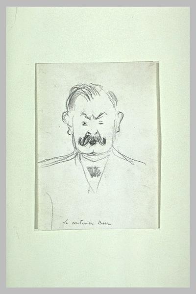 Le couturier Berr en buste, de face, sourcils froncés, grosse moustache_0