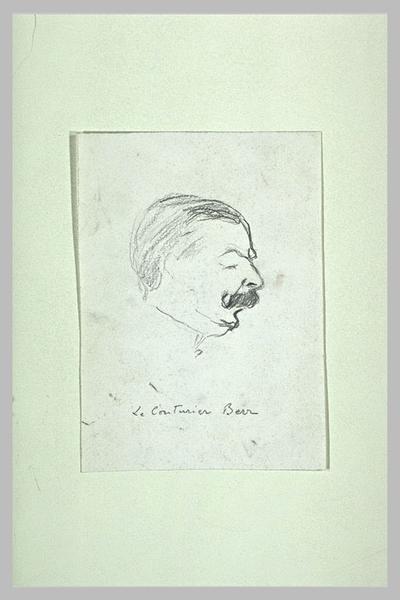Tête d'homme, de profil à droite, moustache épaisse : Le couturier Berr_0