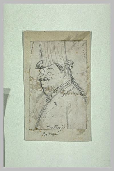 M. Bertrand en buste, de trois quarts gauche, joues très rondes, chapeau_0
