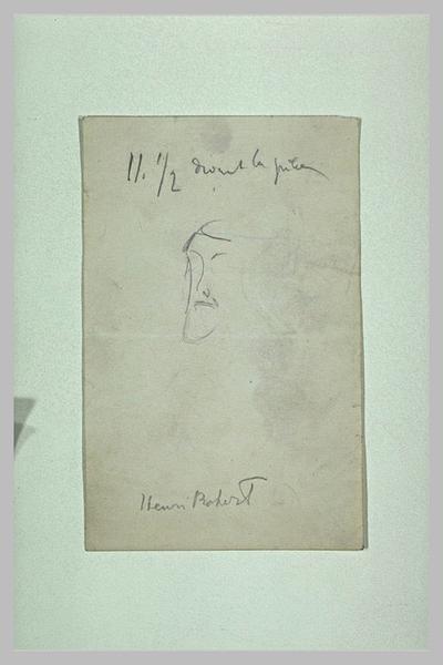 Rapide croquis inachevé d'une tête de face: Henri Robert_0