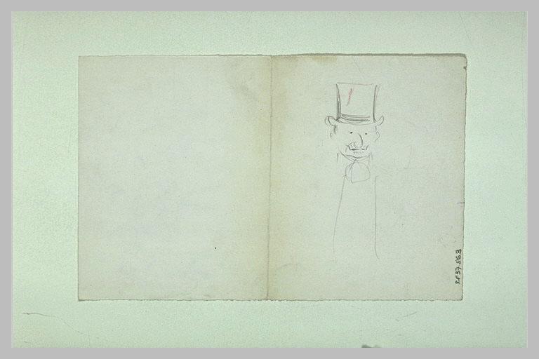 Tête d'homme, de face, coiffé d'un chapeau_0