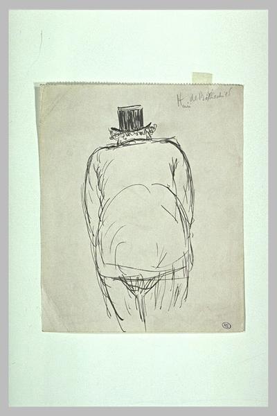 H. de Rothschild à mi-jambes, de dos, corpulent, et chapeau haut-de-forme_0