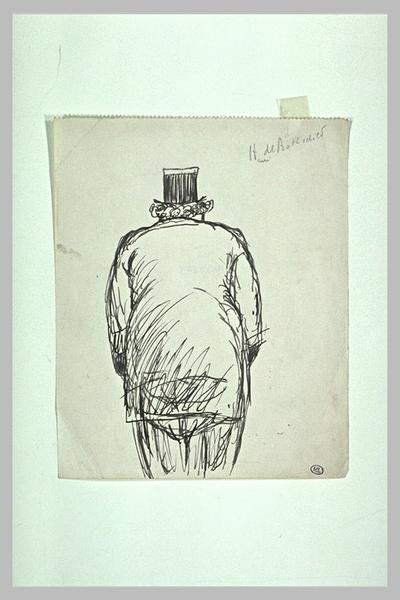 H. de Rothschild à mi-jambes, de dos, corpulent, et chapeau haut-de-forme_0