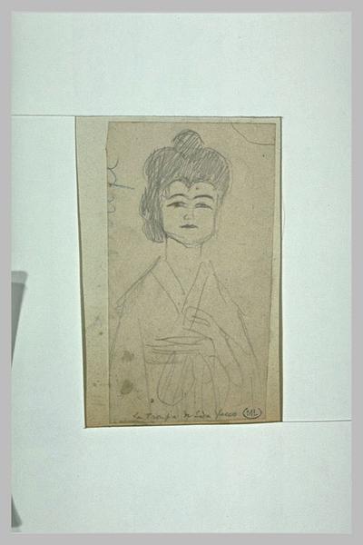 Femme, vue à mi-corps, de face, vêtue d'un kimono_0