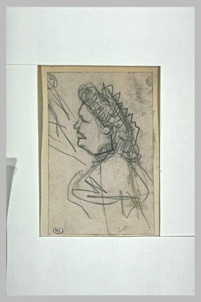 Femme vue en buste, de profil à gauche, poitrine opulente_0