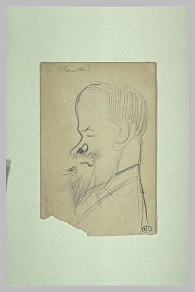 Tête d'homme, de profil à gauche, le crâne démesuré, avec moustache ; Tornielli ? (titre inscrit)_0
