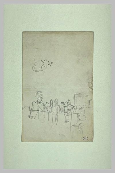 Procès Humbert : Croquis d'une foule, au prétoire, et croquis inachevé d'une tête_0