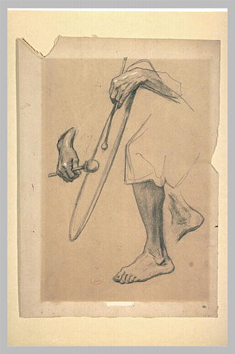 Feuille d'études : pieds et mains d'un musicien arabe_0