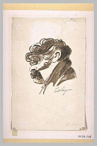 Portrait-charge de P.A. Parisot, de profil à gauche_0