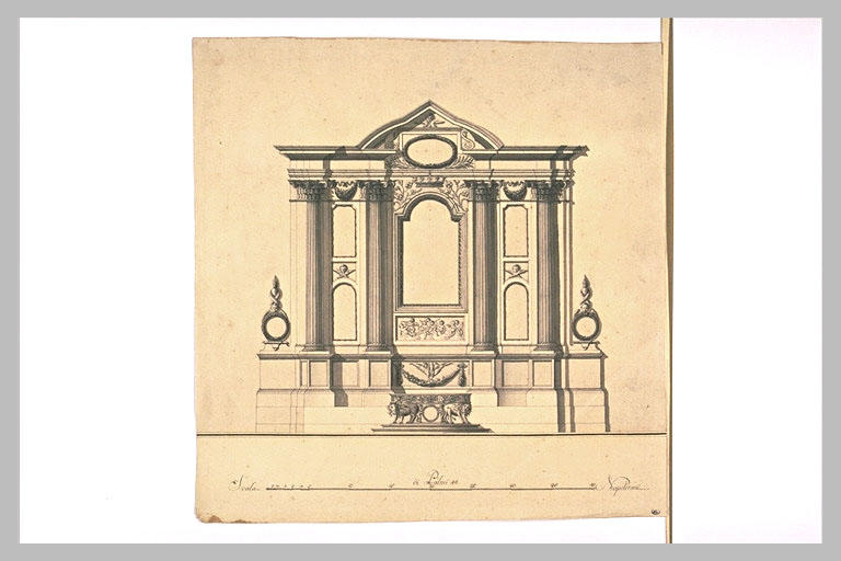 Elévation d'un retable de chapelle, avec colonnes et fronton_0