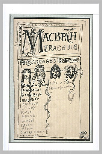 Projet de frontispice pour Macbeth avec des têtes couronnées_0