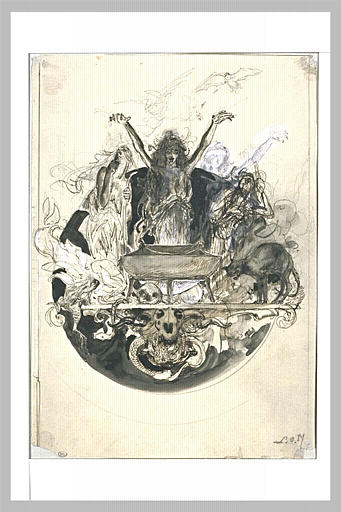 Projet d'illustration pour Macbeth : les sorcières dansant autour_0