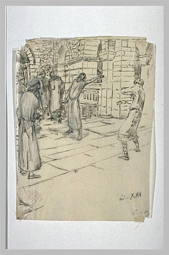 Projet d'illustration pour Macbeth : Macbeth chasse le serviteur_0